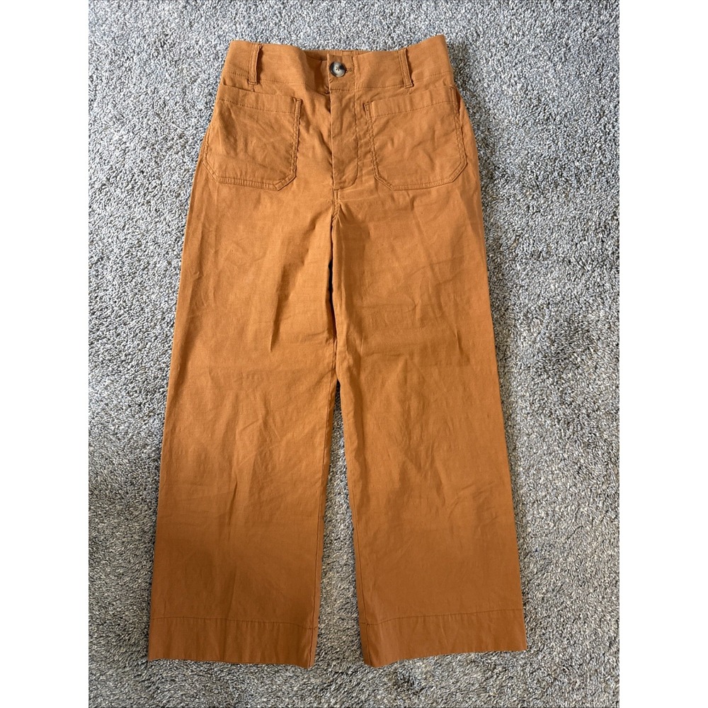 Anthropologie Maeve The Colette Wide Crop Leg Pants Orange Size 28